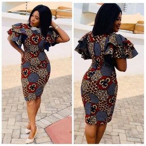 Trending Ankara style, Ankara Midi dress ,  African Dress, African clothing for Women, African Fashion, Ankara fashion, Wedding dress, Party