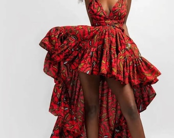 Mermaid Infinity Dress,African outfit,  African clothing,African fashion, African long gown,African dress, Party dress,Ankara wax, Red dress