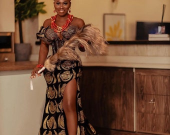 Isiagu traditionella äktenskapskläder, brud igba nkwu klänning, Igbo brudklänning Nigeriansk traditionell klädsel, afrikansk äktenskap klädsel isi agu korsett