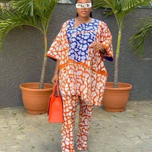 African Dashik, African print two set, Ankara pant, Women tailored buba, Ankara pant suit, Ankara two piece dress, Ankara  Pant and buba top