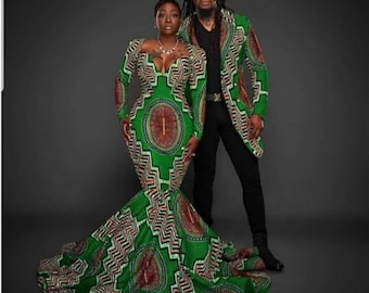 Matching couple set,African couple outfit,African couple clothing,African Clothing for men,Ankara blazer,African dress for women, AfricanFas