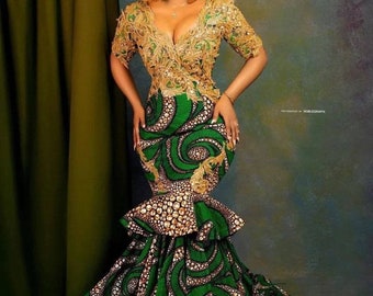African Print Wedding Dress, Elegant Bridal Attire - Etsy
