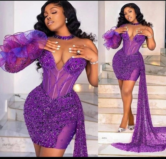 Abito da sposa, abito da sposa, abito corto viola, abbigliamento