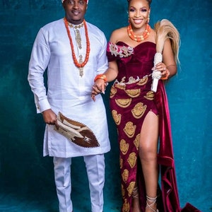 Isi agu matching outfit, Cultural African outfit,Couple African clothing, igbo wedding , Anniversary Matching clothing,igbo dress, Traditio