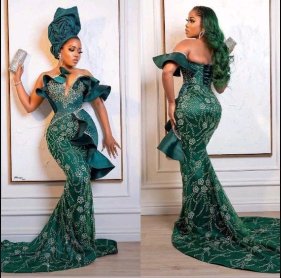 Emerald green african dress hotsell