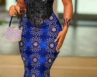 Ankara corset dress ,Trending Dress,Blue Dress, Ankara Dress,African clothing for Women,African Fashion,Ankara fashion,Wedding dress, Prom