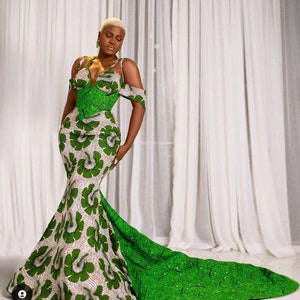 African dress, African maxi mermaid gown, African prom dress, Ankara long gown, Ankara banquet gown, Ankara wedding dress, African clothing.