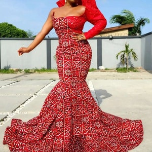African dress, African maxi mermaid gown, African prom dress, Ankara ball gown, Ankara banquet gown, Ankara wedding dress, African clothing.