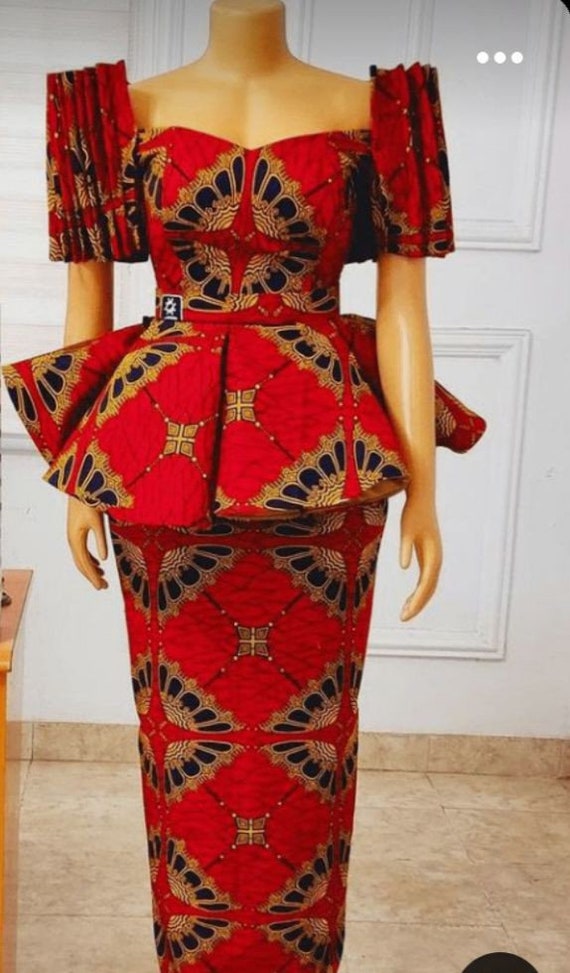 African Peplum Dress,women Fashion,wedding Dress, Women Clothing