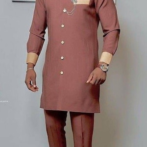African men 2 piece, African suit, African wedding outfit, Senator outfit, Men African clothing, Men African shirt, Men Kaftan outfit