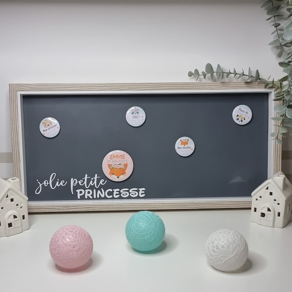 Tableau magnétique "Jolie petite princesse" avec aimants personnalisables