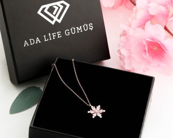 925 Rose Gold Plated Silver  Lotus flower Necklace  Charm For Women & Girls, Gift For Birthday and Lover (SPECIAL BOX)