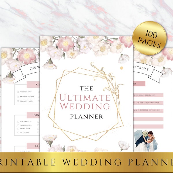 Wedding Planner Printable - Wedding Planner PDF Download - Kit de modèle de classeur - Organisateur de livre de planification - Planificateur de mariage complet