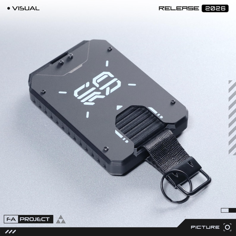 Futuristic Pop up Badge ID Card Holder with Transparent Acrylic Panel Black Case EDC image 3