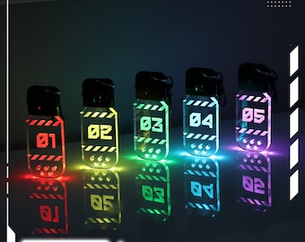 Futuristic LED Keychain Dog tag Accessories multi color light illumination translucent acrylic DTAGS-35L