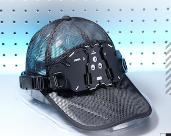 Tactical Futuristic Modular Armored Panel Headwear Mesh Baseball Cap Black Hat