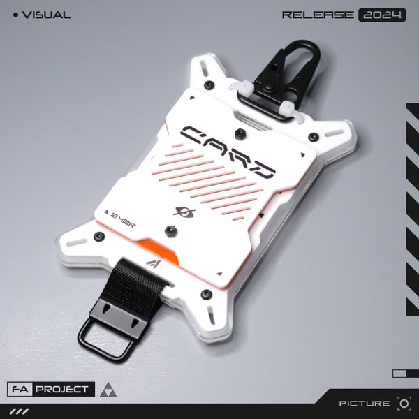 Dual Panel ID Card Holder Case Slot & Lanyard Tactical Futuristic White CTAGS-240R Mark.II