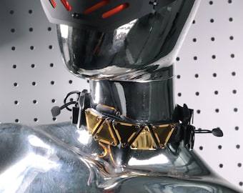 Gold Mirror Triangle Panel Modular Adjustable Wristband Bracelet Choker Legband Armband Futuristic Armored Wear