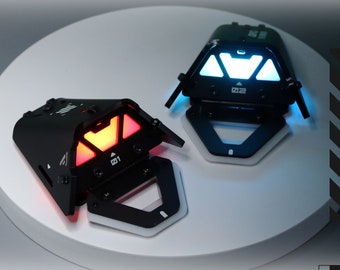 Futuristic Armored Mecha Ears Head Light Strap Acrylic Diffuse Shell With Multi Color LED Module AERO-1070