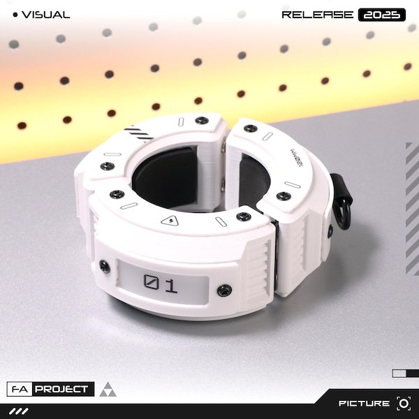 Armored Dual LED Cuff Bracelet Wrist Shackles Magnetic Enclosure LOC-312 [WHITE]