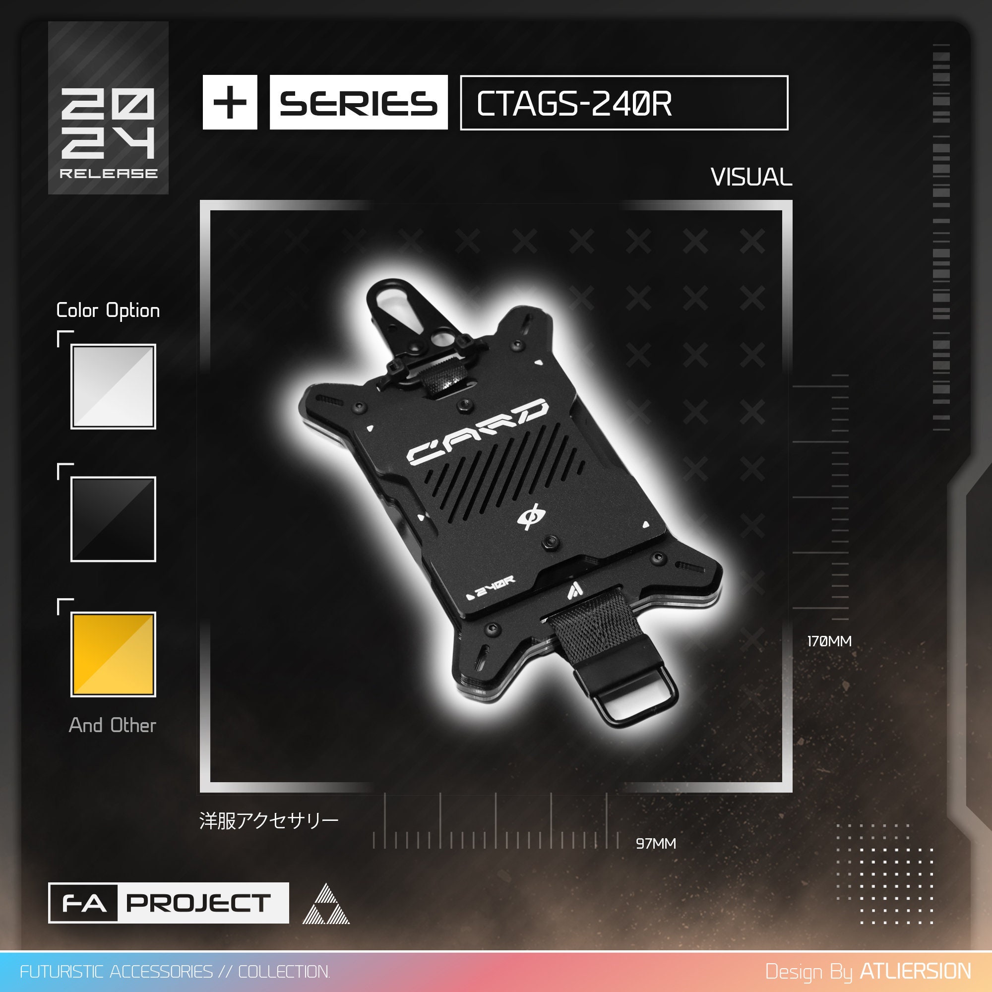 Dual Panel ID Card Holder Case Slot & Lanyard Tactical Futuristic