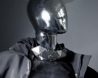 Edelstahl Dreieck Halskragen Rüstung | Futuristisches Sci-fi Taktisches Mode Accessoires.