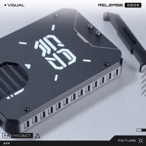 Futuristic Pop up Badge ID Card Holder with Transparent Acrylic Panel Black Case EDC image 7