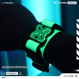 Fluorescence Green Blacklight / UV Light Adjustable Bracelet Wristband Tactical Futuristic Armored Multi Use BC-X30M