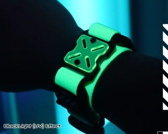 Fluoreszierendes Grün Schwarzlicht / UV-Licht Einstellbares Armband-Manschetten-Taktisches futuristisches gepanzertes multi verwenden BC-X30M