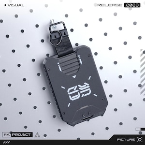 Futuristic Pop up Badge ID Card Holder with Transparent Acrylic Panel Black Case EDC image 2