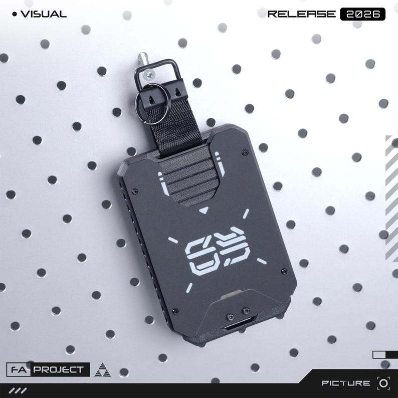 Futuristic Pop up Badge ID Card Holder with Transparent Acrylic Panel Black Case EDC image 2