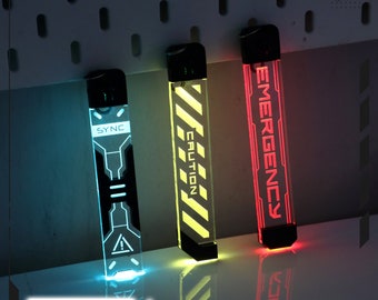 Futuristic LED Keychain & Necklace Accessories multi color illumination translucent acrylic KTAGS-250L