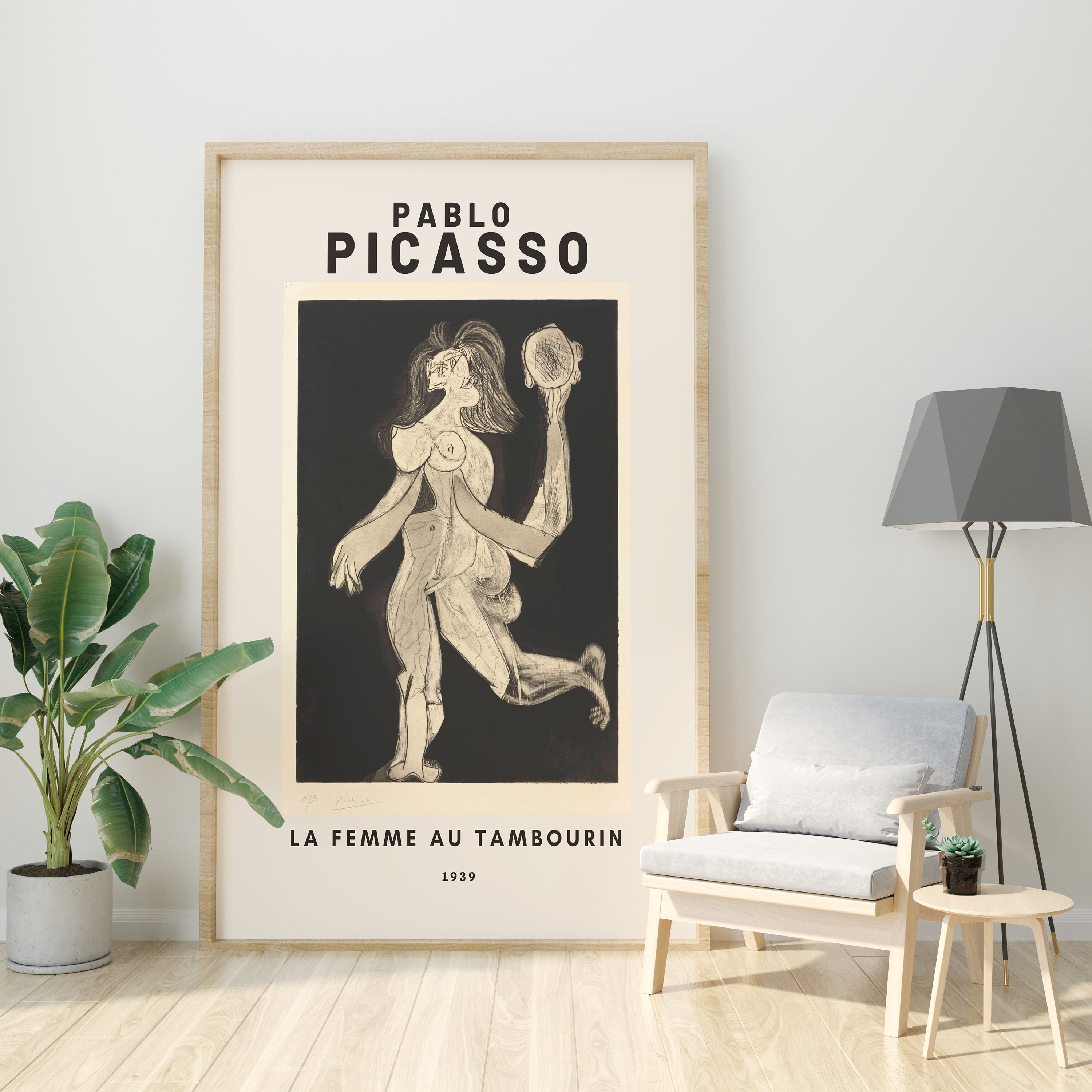 Picasso Print , La Femme Au Tambourin 1939 Picasso Wall Art Abstarct Affiche Grand Format Impression