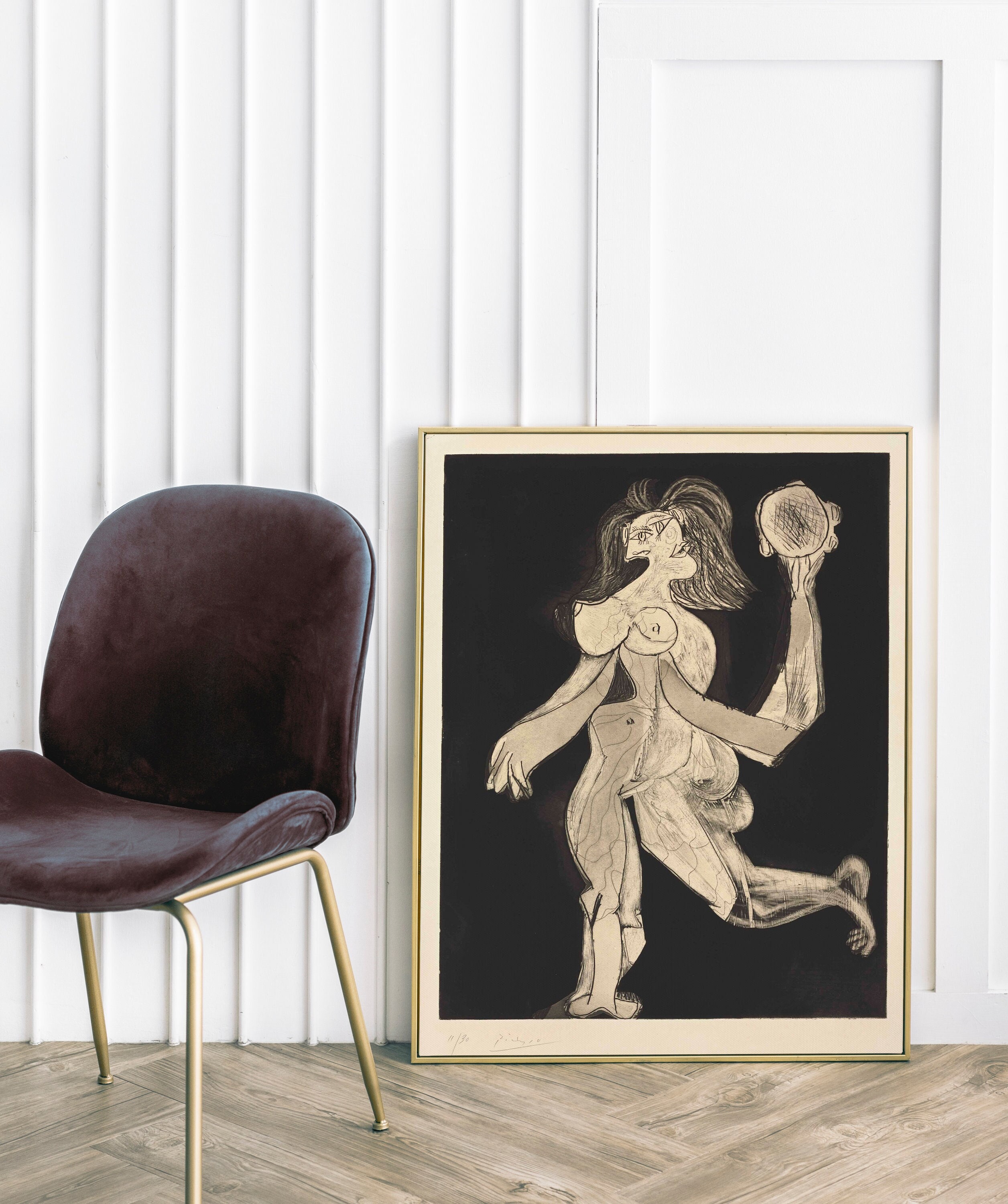 Œuvre d'art de Pablo Picasso, La Femme Au Tambourin 1939, Peintures Pablo Picasso, Célèbres Tirage P