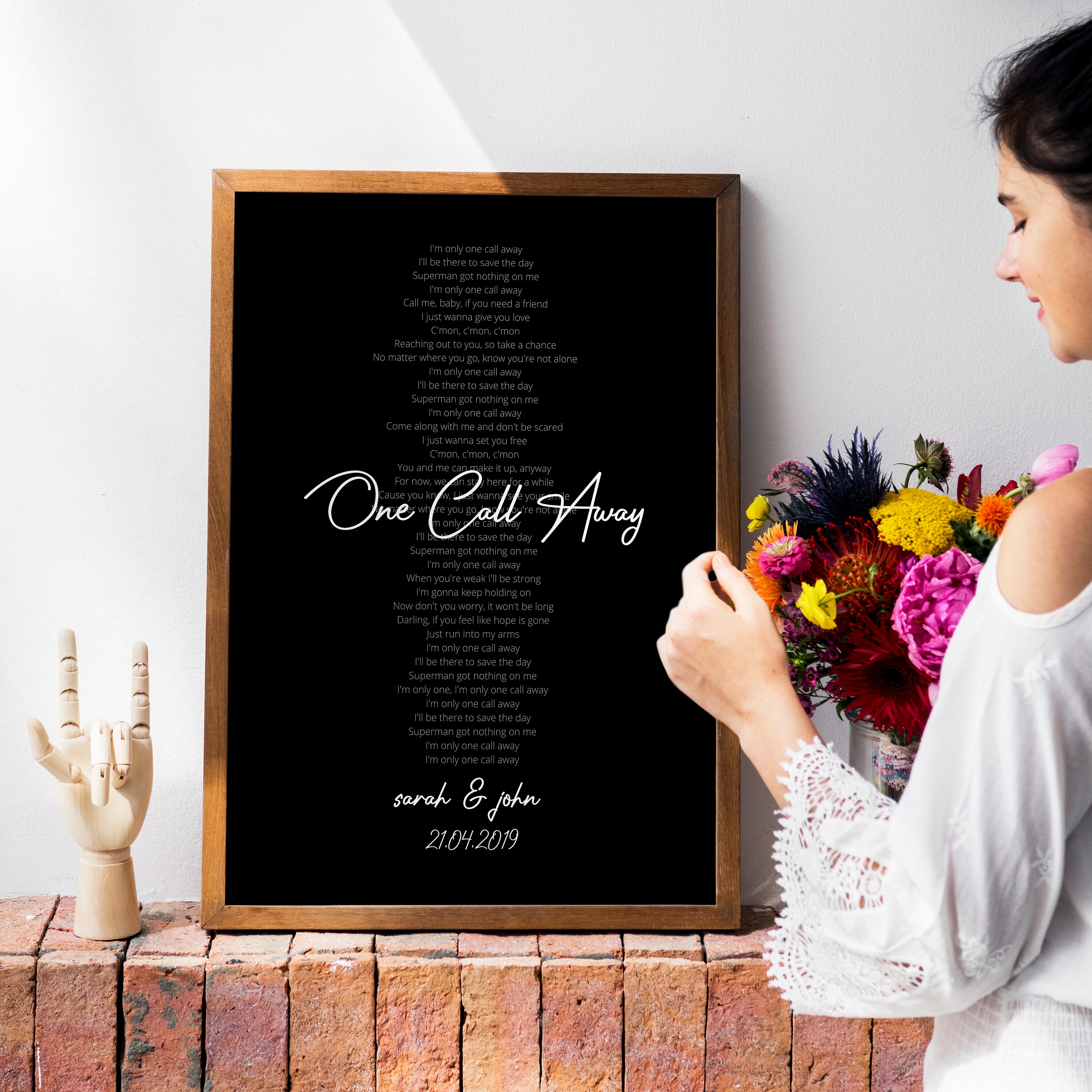 Cadeau d'anniversaire Personnalisé, Cadeau de Mariage, Paroles Chansons Personnalisées, Impression C