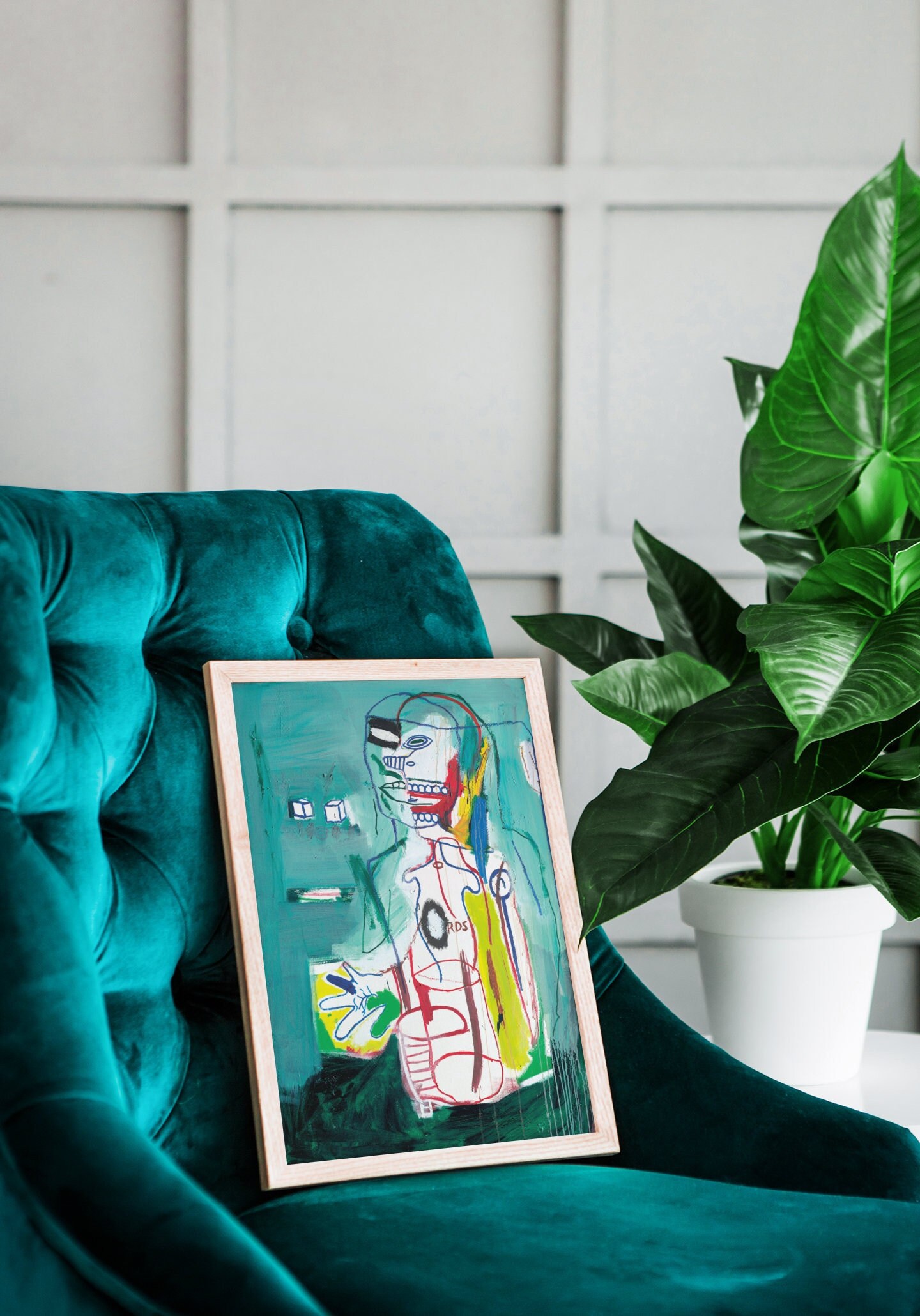 Jean-Michel Basquiat Œuvre d'art Affiche Vert Émeraude,