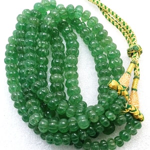 Top Grade Quality Beautiful Green strawberry Quartz Melon Carving Beads Hand Making Good Stone Size- 9-10 MM