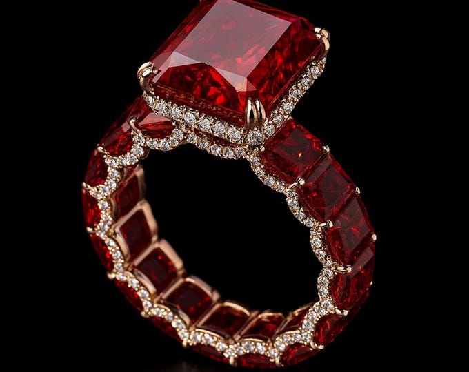 Lab Grown Ruby Rig Lab Grown Ruby Ring Rose Gold Plated Sterling Silver Statement Ring ...