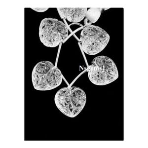 Natural Clear Crystal Unique Carved Heart Shape Beads Gemstone Flower Carved Beads Clear Crystal 6 Pieces 15MM