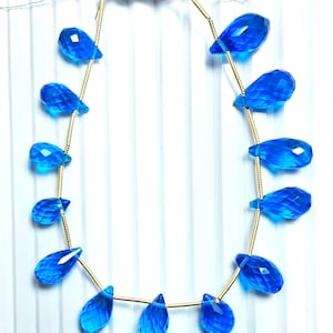 AAA+ Blue Corundum Quartz Micro Faceted  Tear Drop Briolettes Prettier than gems Sapphire Size-11x7 17x9xmm,13 Beads