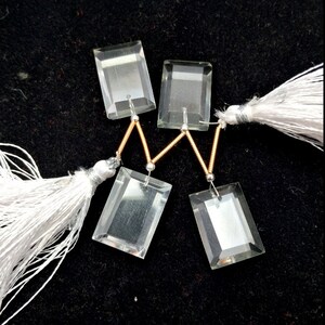 Natural Beautiful Clear Crystal Cushion Cut Cushion Shape Earring Making Size-13x20mm 4,Piece