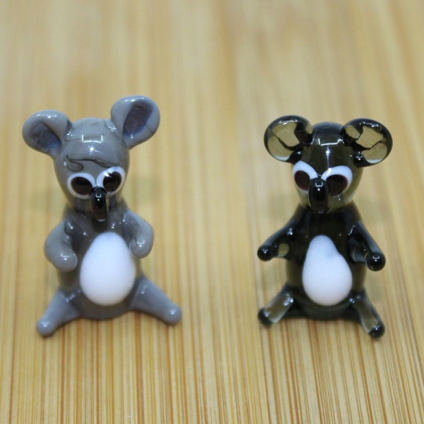 Glass Koala Figurine, Handmade Glass Koala Bear, Gift For Christmas, Koala Glass Animal, Murano Glass Animals, Lampwork Grey Koala