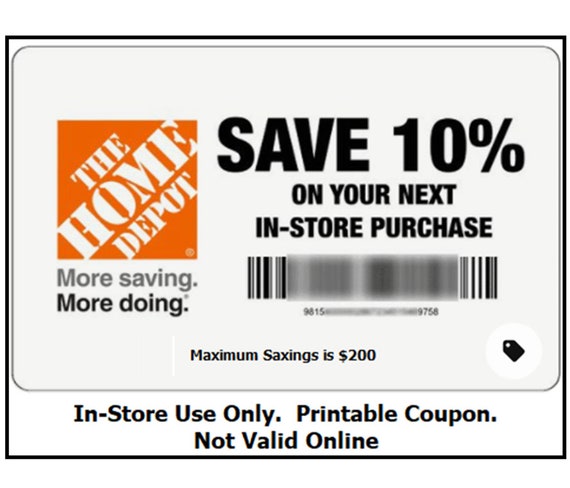 Home Depot Coupon for 10% Off - Etsy
