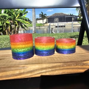 Rainbow Tealight Candle Holder (medium, small, & extra small)