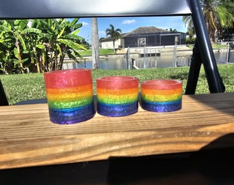 Rainbow Tealight Candle Holder (medium, small, & extra small)
