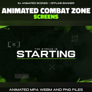 Animated Combat Zone Twitch Stream Screens for War Shooter Streamers | Starting, Be Right Back, Just Chatting, Ending Scenes, Offline Banner