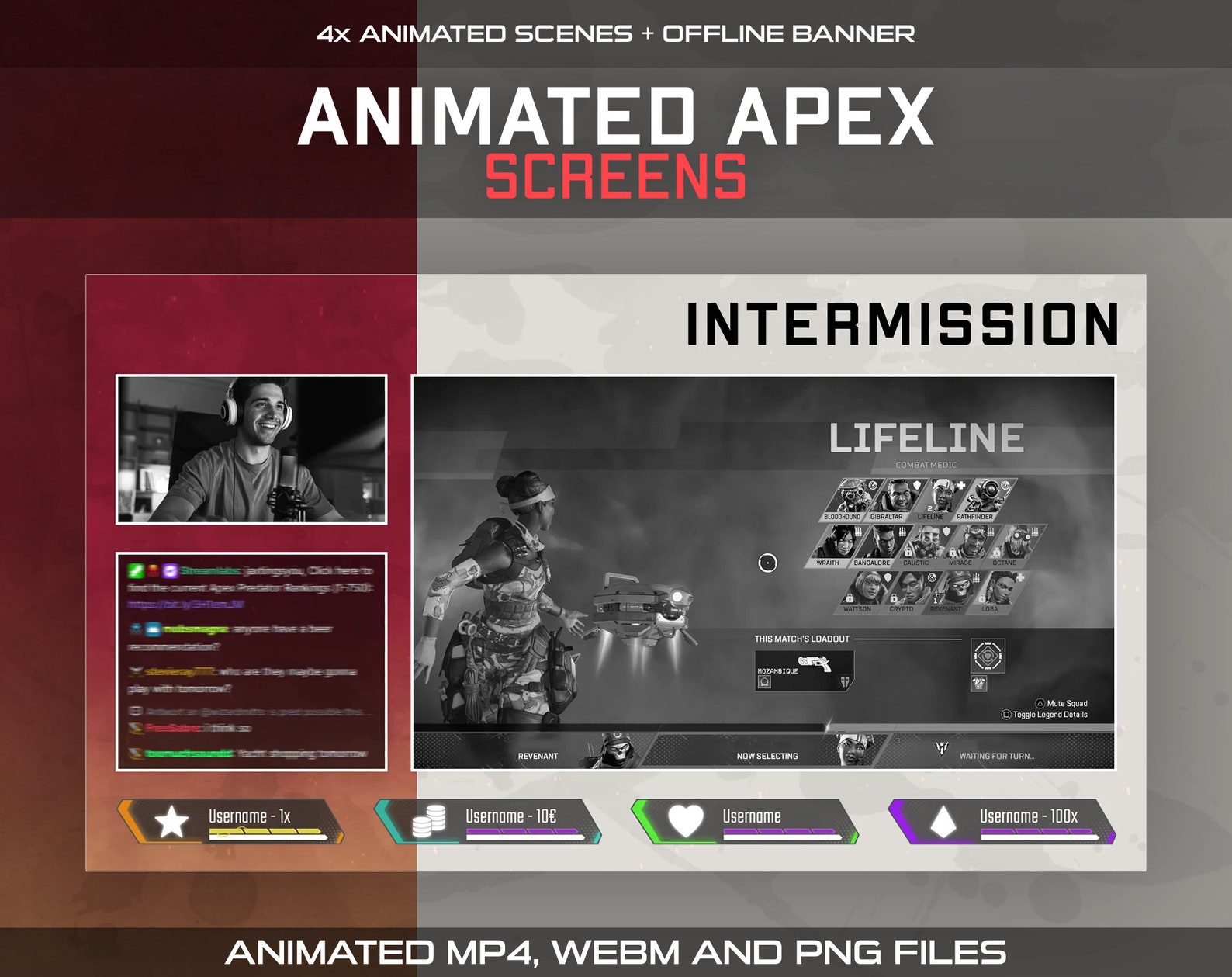 Animated Apex Twitch Screens: Sci-fi White Stream Overlay (PSD) - Etsy