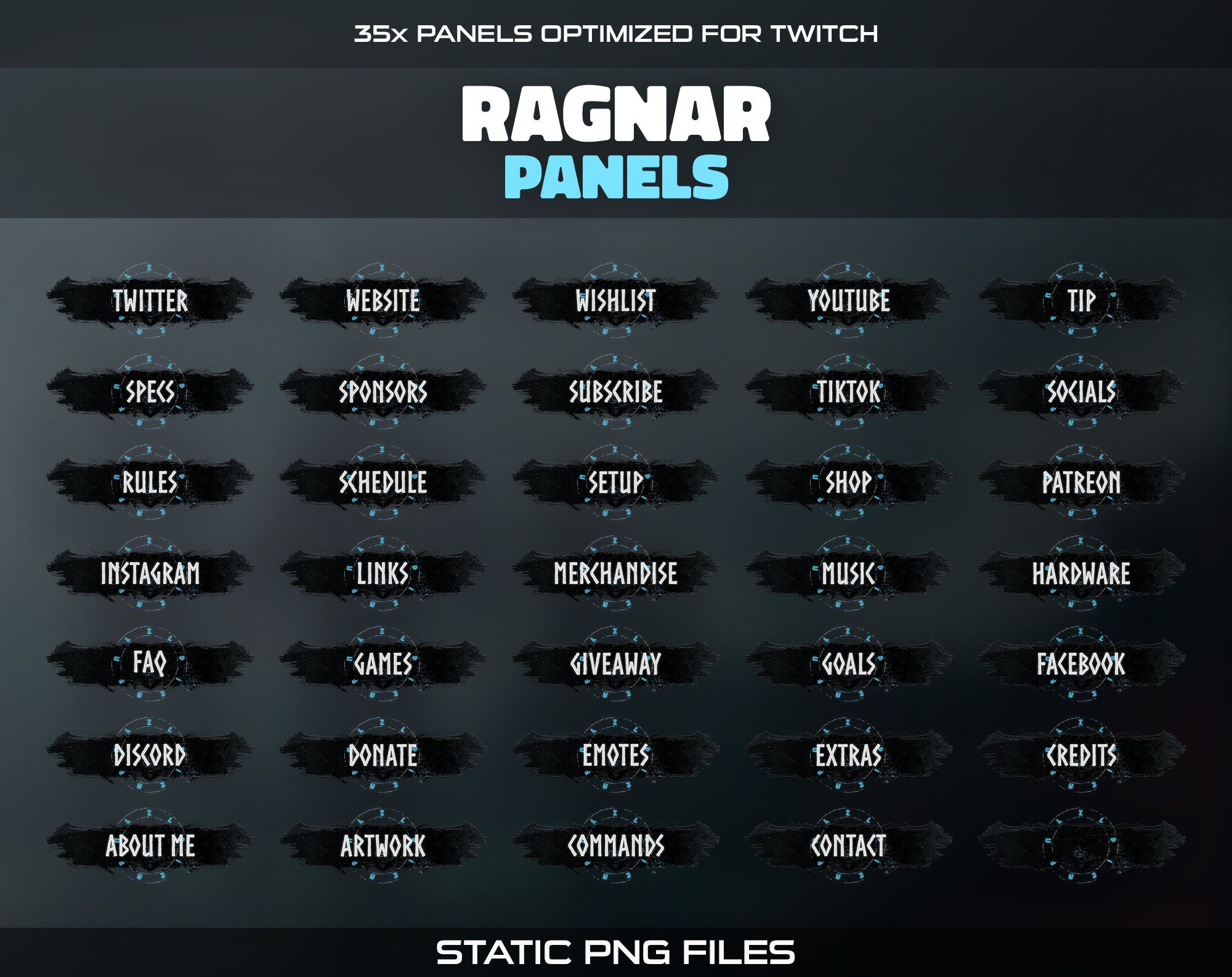 Ragnar Twitch Panels | 35x Dark Vikings God Rune Stream Panels for Your ...