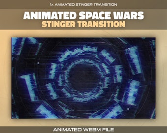 Animated Space Wars Twitch Stinger Transition Overlay | Stinger Scene for Streamers | Dark Celestial Star Universe Hologram | Cut Scene, OBS