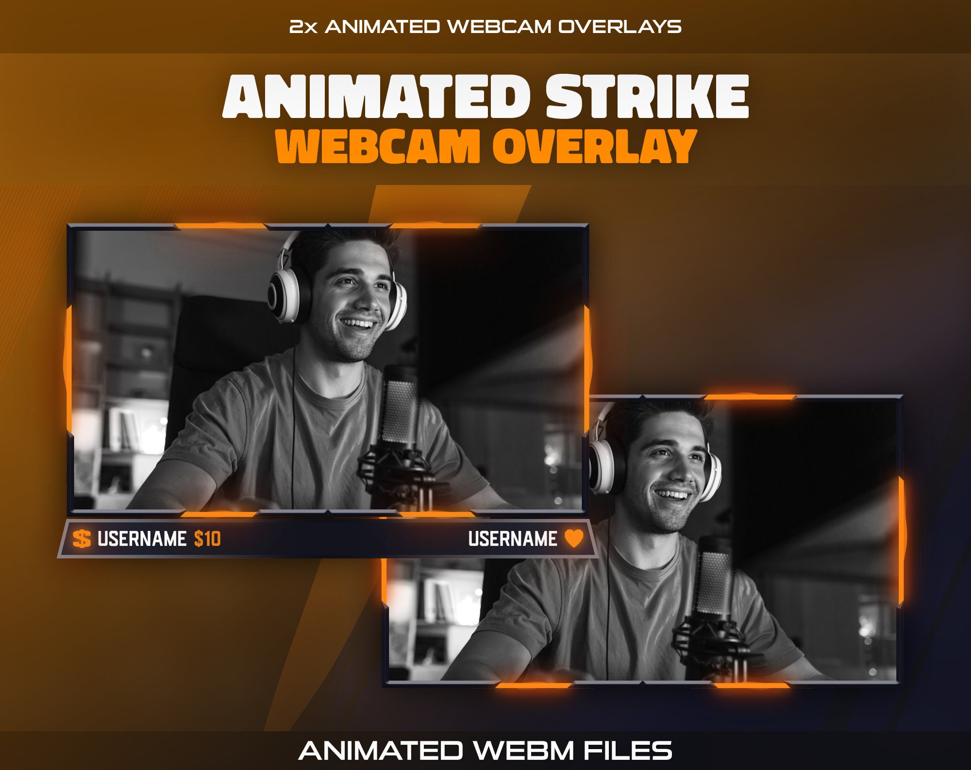 Animated Strike Webcam Overlay: Minimalist Stream Frames (WEBM Files ...